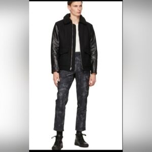 NWT Rag & Bone Mens Black Jacket with Leather Sleeves